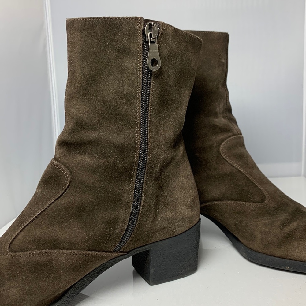 Women's Salvatore Ferragamo LAPO Suede Boots Sz 5.5 AA Brown Mustang Buc zipper - Picture 5 of 11